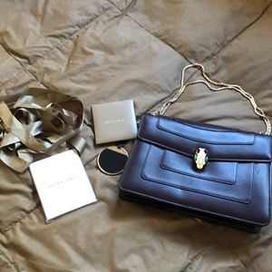 Bulgari Dark Purple Bag with Gold Accents